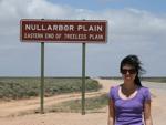 Sonya and the Nullarbor Plain sign